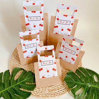 Túi giấy kraft nâu hoạ tiết cherry siêu xinh đầy màu sắc đựng Mỹ phẩm, đựng bánh, quà tặng
