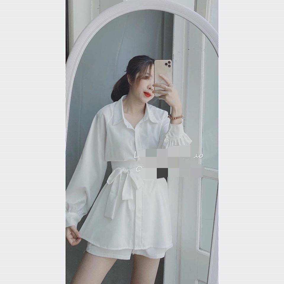 SET SƠ MI CỘT EO + QUẦN SHORTS