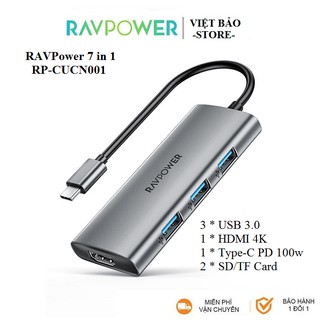 Cổng Chuyển Hub 7 in 1 RAVPower cho MB, PC &amp; Devices, (RP-CUCN001)