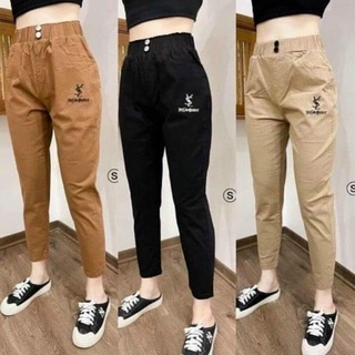 quần baggy nữ vải đũi ,cạp chun lưng cao 2 cúc dáng bom thụng tây công sở