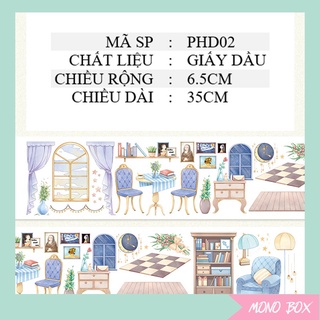 [Chiết] Washi tape 6,5x35cm họa tiết hình nền làm tranh washi Mono_box