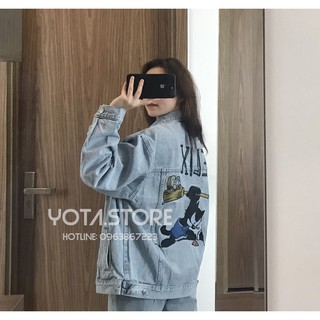 Áo khoác jeans thêu mèo lưng - KJ49