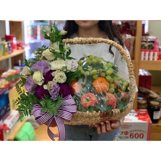 Giỏ đựng quà tết dạng lẵng oval kích thước D45cm N35cm C4cm