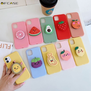 Ốp điện thoại TPU dẻo có giá đỡ hình trái cây đáng yêu thời trang mùa hè đơn giản cho iPhone 12 Mini 12 Pro Max