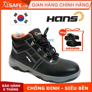 Giày bảo hộ lao động nam Hans HS55 da bò, chống nước, chống đinh, va đập, trơn trượt - Giày công trình, nhà máy, cao cấp