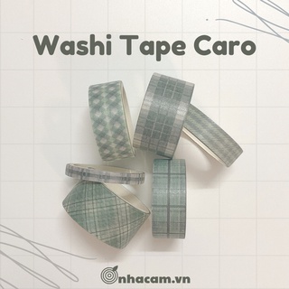 6 Cuộn] Washi Tape Caro Trang Trí Bullet Nhà Cam