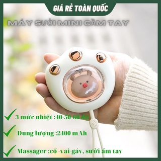 Máy Sưởi Ấm Mini Cầm Tay Hình Chân Mèo Đáng Yêu Dung Lượng 2400 mAh, 3 Mức Độ Nhiệt, Massaga Vai- Gáy-Cổ