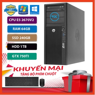 Máy Trạm HP Z420 Chuyên Đồ Họa/Game Nặng CPU E5 2670 V2 Ram 64GB,SSD 240GB,HDD 1TB,Card Rời GTX 750TI+Qùa Tặng