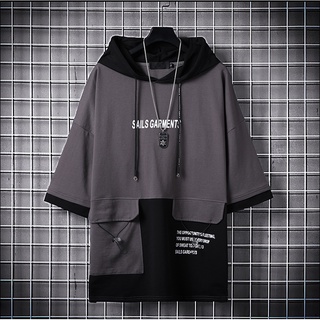 Áo Hoodie Thun Cotton Nam Nữ Unisex Mùa Hè Có Mũ Tay Lỡ In Chữ SAILS GARMENTS Zenkonu TOP NAM 1000204