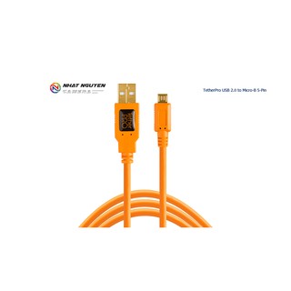 Dây Tether Tools - Cáp TetherPro USB 2.0 to Micro B 5 pin - Dài 4.6m - Màu Cam