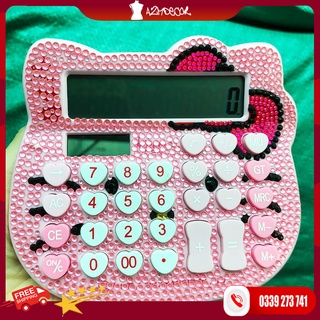 Máy tính cầm tay hình mèo Hello Kitty đính đá đáng yêu
