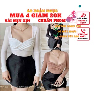Áo nữ croptop ôm body tay dài cổ vuông xoắn ngực cực sang chảnh phong cách hàn quốc mẫu mới thời trang nữ 2022