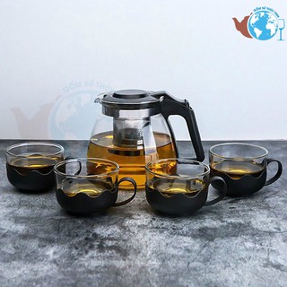 Bộ Ấm Trà Lõi Lọc và 4 Ly Thuỷ Tinh