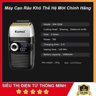 Máy Cạo Râu Khô, Cạo Siêu Sạch Chính Hãng KEMEI KM 2026 Cao cấp - Tặng Thêm lưỡi dao cạo phụ - Bảo hành 12 Tháng