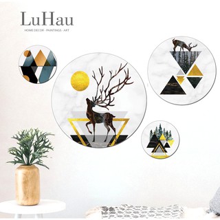 Set 04 tranh tròn Luhau dán tường Bắc Âu Scandanivian trang trí phòng ngủ hiện đại