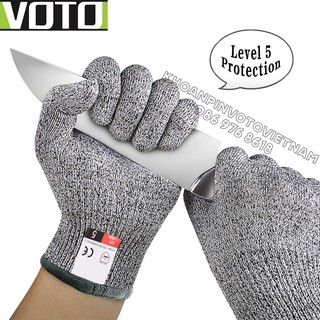 Găng tay bảo hộ chống cắt 5 cấp độ HPPE VOTO màu xám đủ size