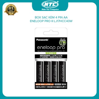 Bộ box sạc kèm 4 pin AA Eneloop Pro K-KJ17HCC40W 2550mAh phiên bản nội địa - made in Japan (Đen)