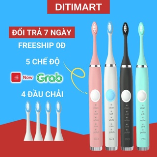 [Làm Sạch Sâu] Bàn Chải Điện Đánh Răng Sonic 5 Chế Độ Kèm 4 Đầu Chải Làm Sạch Làm Trắng Răng tự Nhiên XQMQ