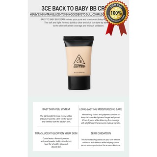 KEM NỀN [3CE] BACK TO BABY BB CREAM 30ml