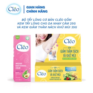 Bộ Tẩy lông nách cơ bản Cleo gồm kem tẩy lông nách cho da nhạy cảm 25g và kem giảm thâm nách khử mùi 35g