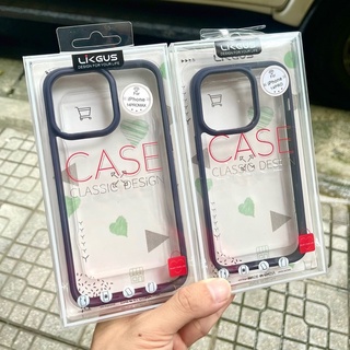 Ốp lưng Likgus trong cứng viền màu cho iPhone 14, 14 Pro, 14 Plus, 14 Pro Max chống sốc không ố màu