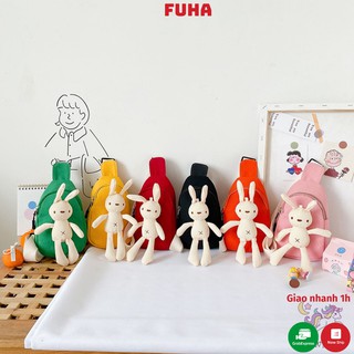Túi đeo chéo gắn thỏ bông cho bé FUHA, túi hoạt hình dễ thương nhiều màu dễ thương cho bé gái