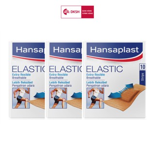 Combo 3 Gói Băng cá nhân Hansaplast Elastic gói 10 miếng, bằng vải co giãn và cực kỳ thoáng khí,thương hiệu số 1 của Đức