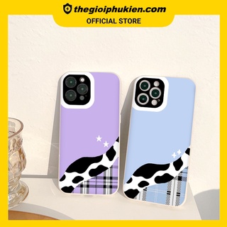 Ốp iphone - Ốp lưng iphone cạnh vuông viền camera Caro bò sữa dành cho ip 6 đến 14promax - ng158