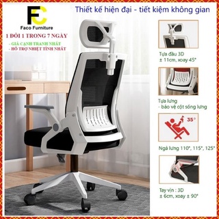 Ghế Văn Phòng, Ghế Công Thái Học, Ghế Làm Việc Xoay 360° - Tựa Đầu 3D, Tay Vịn Thông Minh, Có Trợ Lực Vùng Eo Thắt Lưng.
