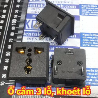 2 cái ổ cắm 3 chấu khoét lỗ vuông 38x38mm, 16A 250VAC AC-012 kde5393