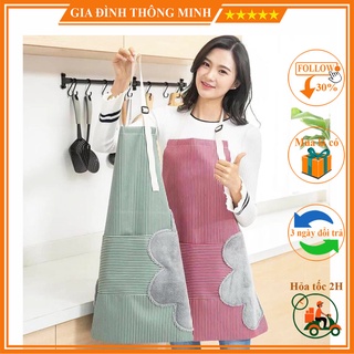 (𝗚𝗶𝗮́ 𝗦𝗶̉) Tạp Dề Kẻ Sọc Có Khăn Lau Tay 2 Bên Hông, Có Túi Để Điện Thoại, Chống Thấm Nước Siêu Đẹp, Tiên Lợi