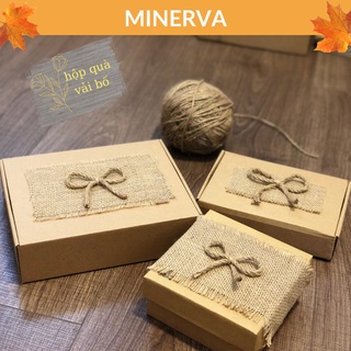 [QUÀ TẶNG] Hộp quà tặng vải bố nhiều kích cỡ màu craft gắn nơ phong cách rustic