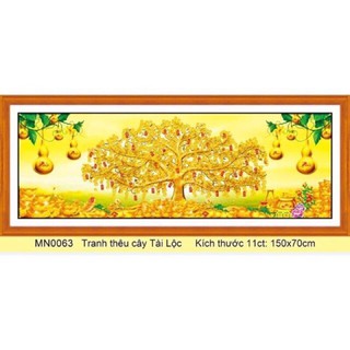 Tranh thêu chữ thập Cây Tiền Tài Lộc MN0063 (150x70) chưa đính