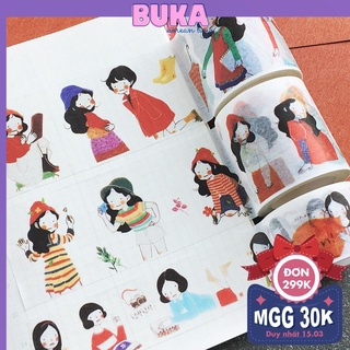 Washi tape 40mm cô gái hoạt hình đáng yêu Băng dính washi ORIGNAL trang trí sổ tay bullet journal