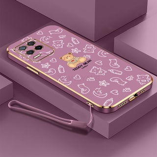 ốp lưng Realme 8 Realme 8 pro Realme 8 5g Ốp Điện Thoại TPU Dẻo Mạ Màu Họa Tiết Chú Gấu Dễ Thương Kèm Dây Đeo Cho Realme 8 Realme 8 pro Realme 8 5g