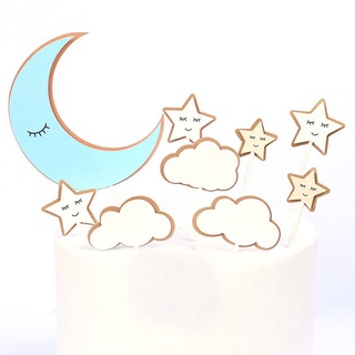 [FREESHIP❤️] - Set Cắm Giấy Hiện Đại - Trăng Sao Xanh