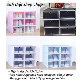 Hộp Đựng Giày Đa Năng Nhựa Cứng Nắp Trái Tim, Nắp Ngang, Nắp Hút Nam Châm