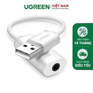 Bộ chuyển đổi USB sang cổng âm thanh 3.5mm UGREEN US206 30712 màu trắng