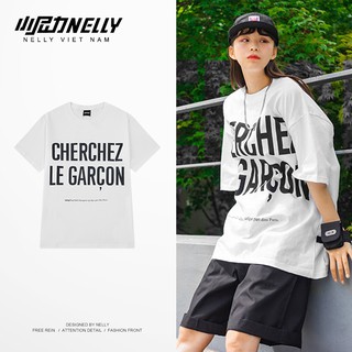 Áo thun tay lỡ NELLY cotton unisex form dáng rộng cherchez le garcon