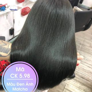 Thuốc nhuộm tóc màu Đen Ánh MatCha + kèm oxi