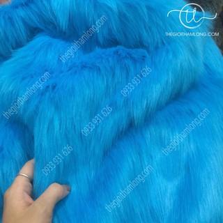 Thảm lông màu xanh dương - lông dài hồ ly 5cm
