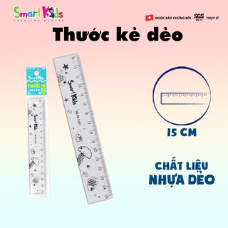 Thước Smartkids kẻ nhựa trong suốt SK-RL1001, Dành cho học sinh cấp 1, cấp 2, cấp 3. Nhựa dẻo bền, màu sắc bắt mắt