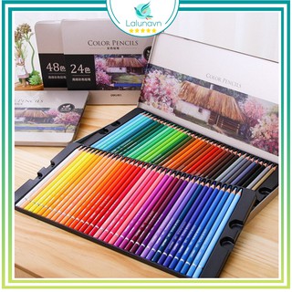 Màu chì Deli gốc dầu bộ chì tô màu khô vẽ tranh cao cấp hộp Thiếc 24/36/48/72 bút Lalunavn - B75