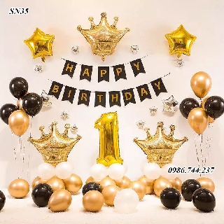 Set Bóng Trang Trí Sinh Nhật Happy Birthday Hoàng Gia