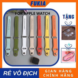 Dây da khoá bấm cho Apple Watch đồng hồ thông minh iWatch Series 1/ 2/ 3/ 4/ 5/ 6/ 7/ SE size 38/40/41/42/44/45mm