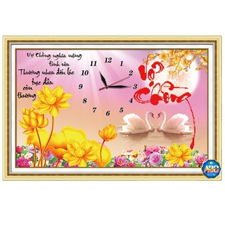 Tranh Đính Đá VỢ CHỒNG (ĐÁ ABC CAO CẤP). Kích Thước: 75cm x 49cm