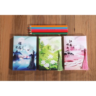 Postcard cổ trang dây tuyến 3 mẫu hộp ảnh bộ ảnh có ảnh dán sticker lomo bưu thiếp