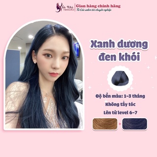 Thuốc nhuộm tóc xanh dương đen khói tặng kèm oxy trợ nhuộm, găng tay, mỹ phẩm tóc yến nhi