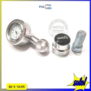 Đồng hồ mini kèm ốc kiểu gắn chân gương xe máy hợp kim nhôm chống gỉ làm đẹp xe