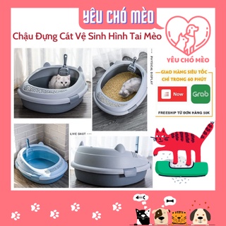 Chậu Đựng Cát Vệ Sinh Hình Tai Mèo Dễ Thương - Khay Vệ Sinh Cho Mèo Sạch Sẽ Tiện Dụng
